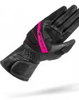 The palm of Black and pink women's leather motorcycle glove STX from SHIMA