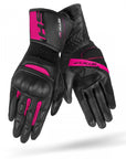 Black and pink women's leather motorcycle glove STX from SHIMA