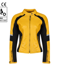 gul læder motorcykeljakke til kvinder fra Moto Girl