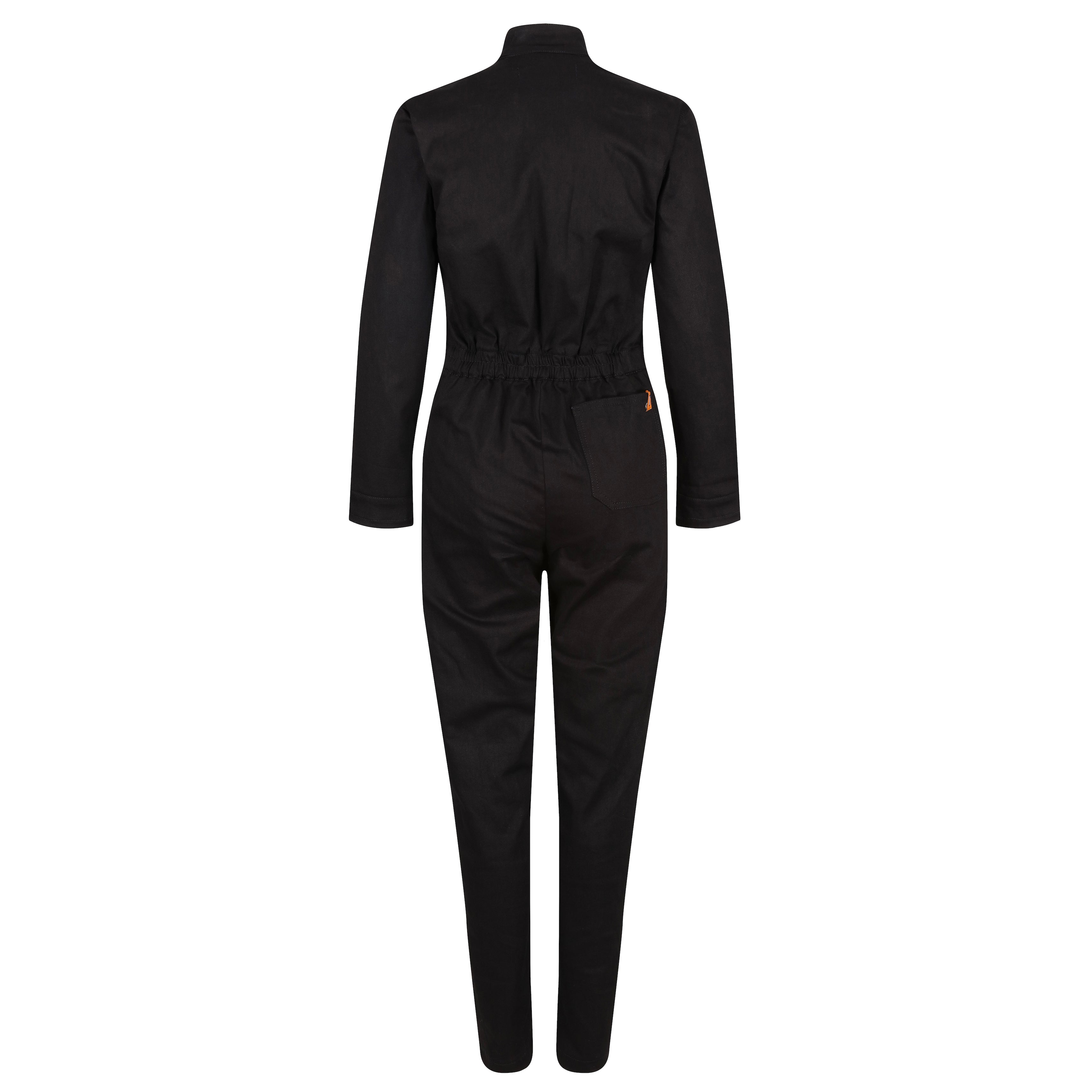 Black garage suit for women from MotoGirl from the back