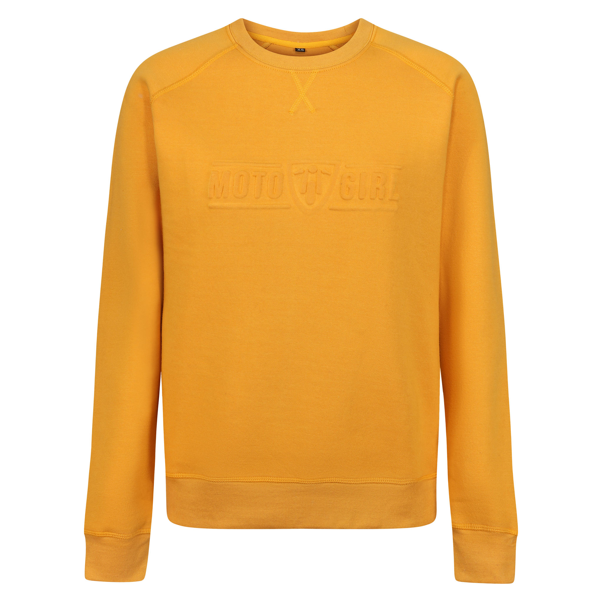 mustard yellow colour lady sweatshirt with Moto Girl 3D logo