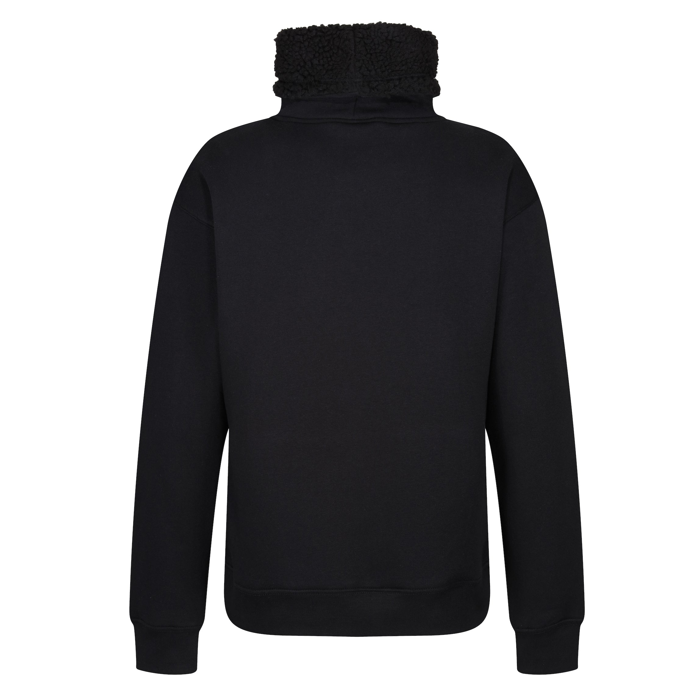 high neck black sweatshirt from moto girl from the back