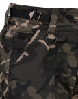 A close up of the details on women camouflage motorcycle cargo pants from Moto Girl  