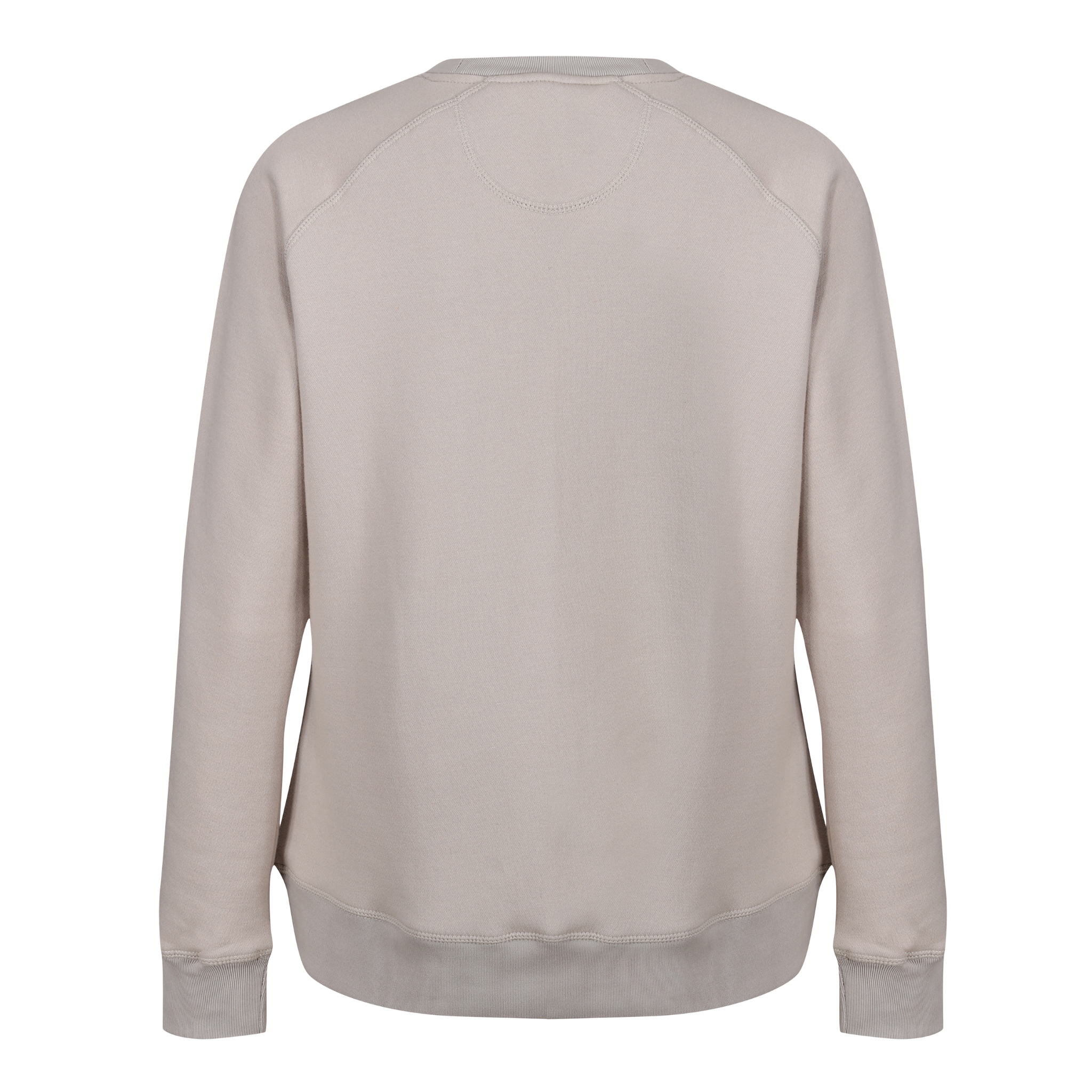 The back of Sand colour lady sweatshirt with Moto Girl 3D logo