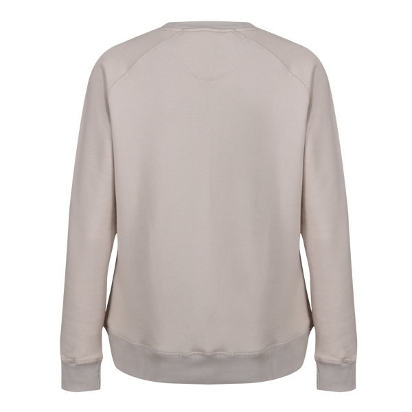 The back of Sand colour lady sweatshirt with Moto Girl 3D logo