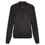 Black wind brake jacket with a orange zipper string detail 