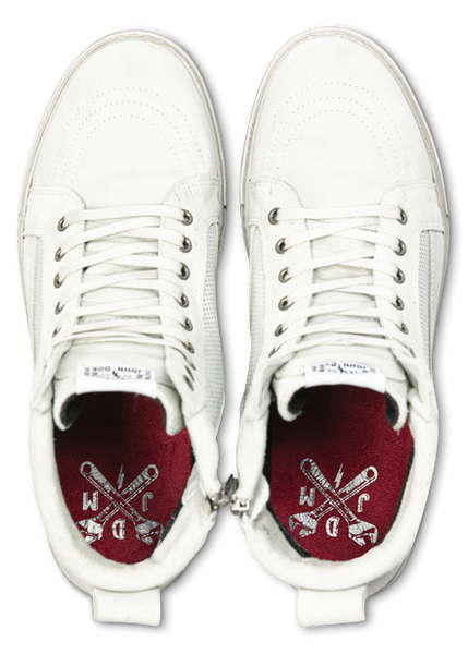A white women's motorcycle shoes - sneakers from John Doe from the top