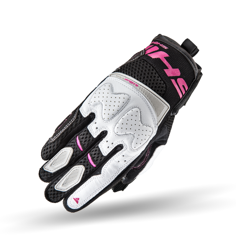 The top of White pink women&#39;s motorcycle gloves from Shima Blaze lady