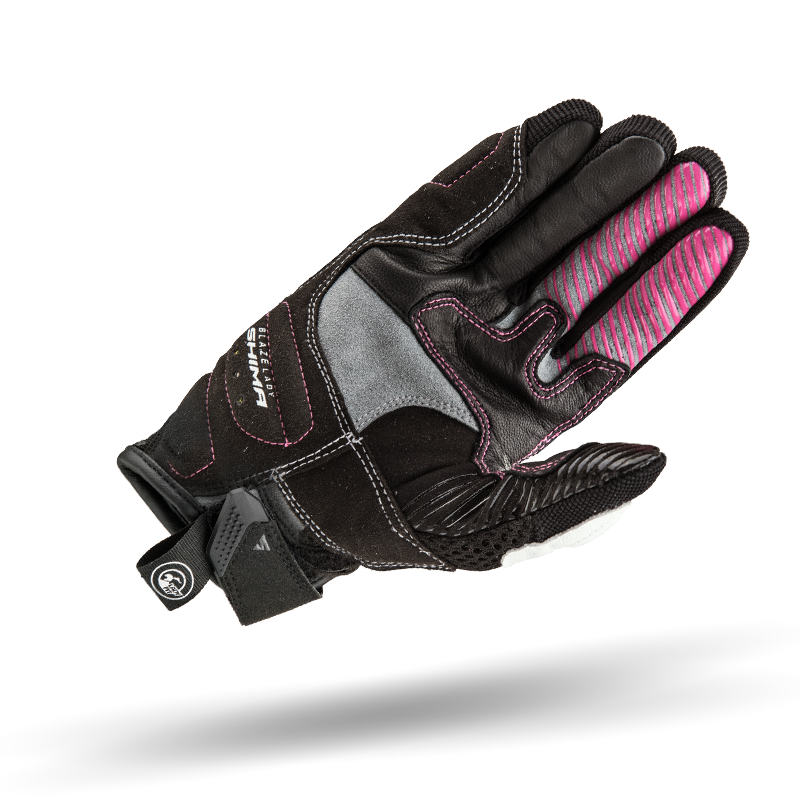 The palm of White pink women&#39;s motorcycle gloves from Shima Blaze lady