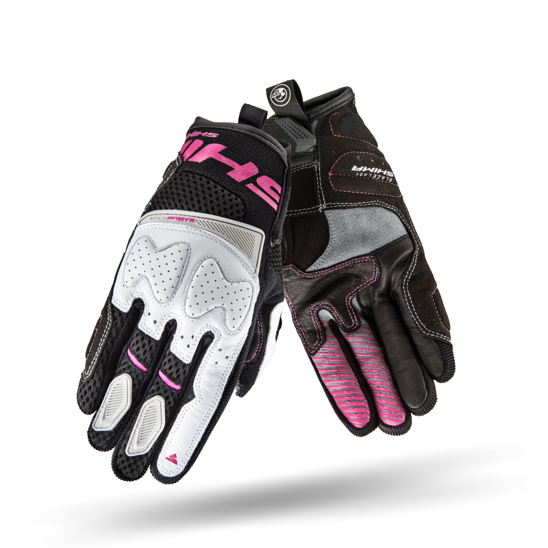 White pink women&#39;s motorcycle gloves from Shima Blaze lady