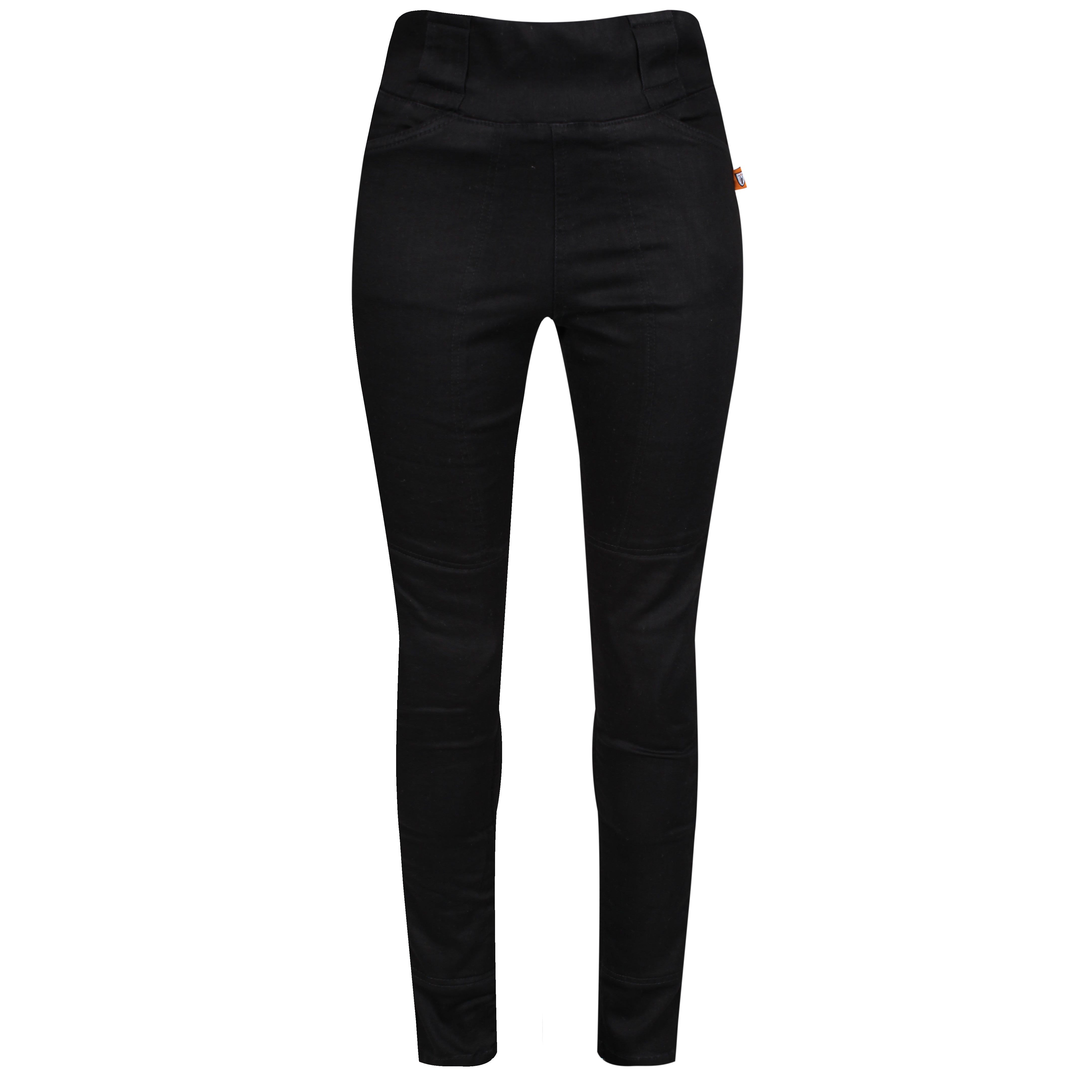 Black women&#39;s motorcycle jeggings from Moto girl with high waste from front