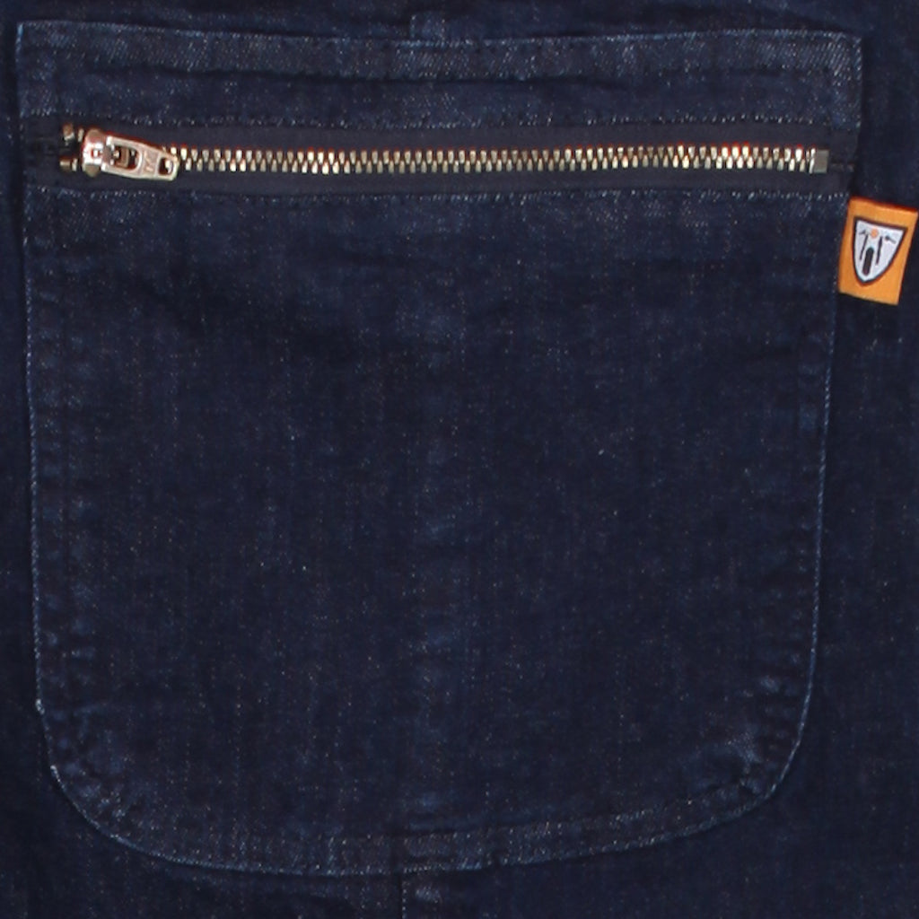 A pocket of Blue kevlar motorcycle overall for women from Motogirl