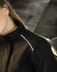 A reflective stripe a black motorcycle jacket from Moto Girl  