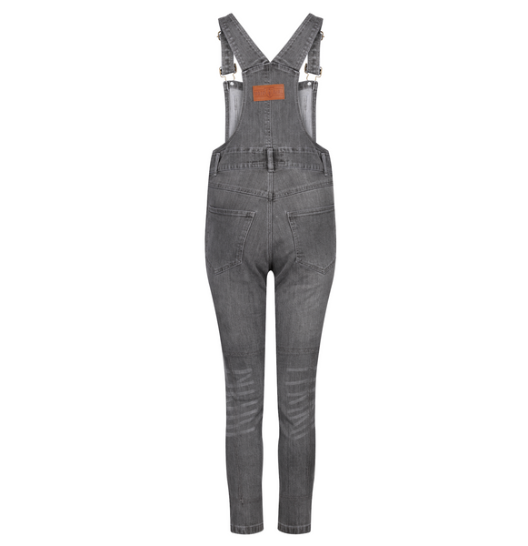 The back of grey women's motorcycle overall from Moto Girl