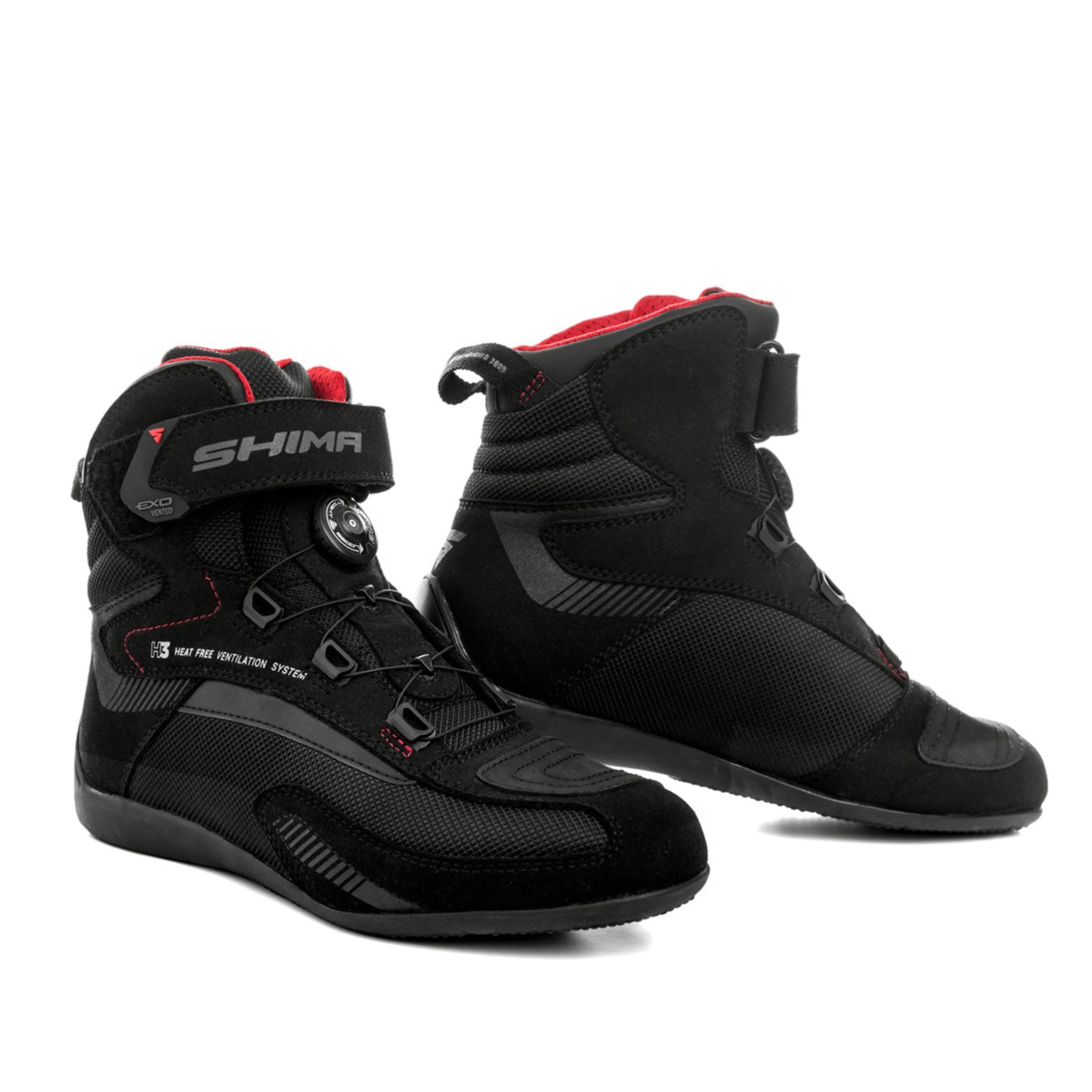 Exo black and red female motorcycle sneakers from Shima 