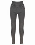 Grey Moto Girl female motorcycle jeggings with high waste from front