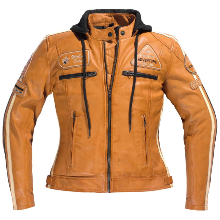 Brown women's leather motorcycle jacket Jolene from Difi