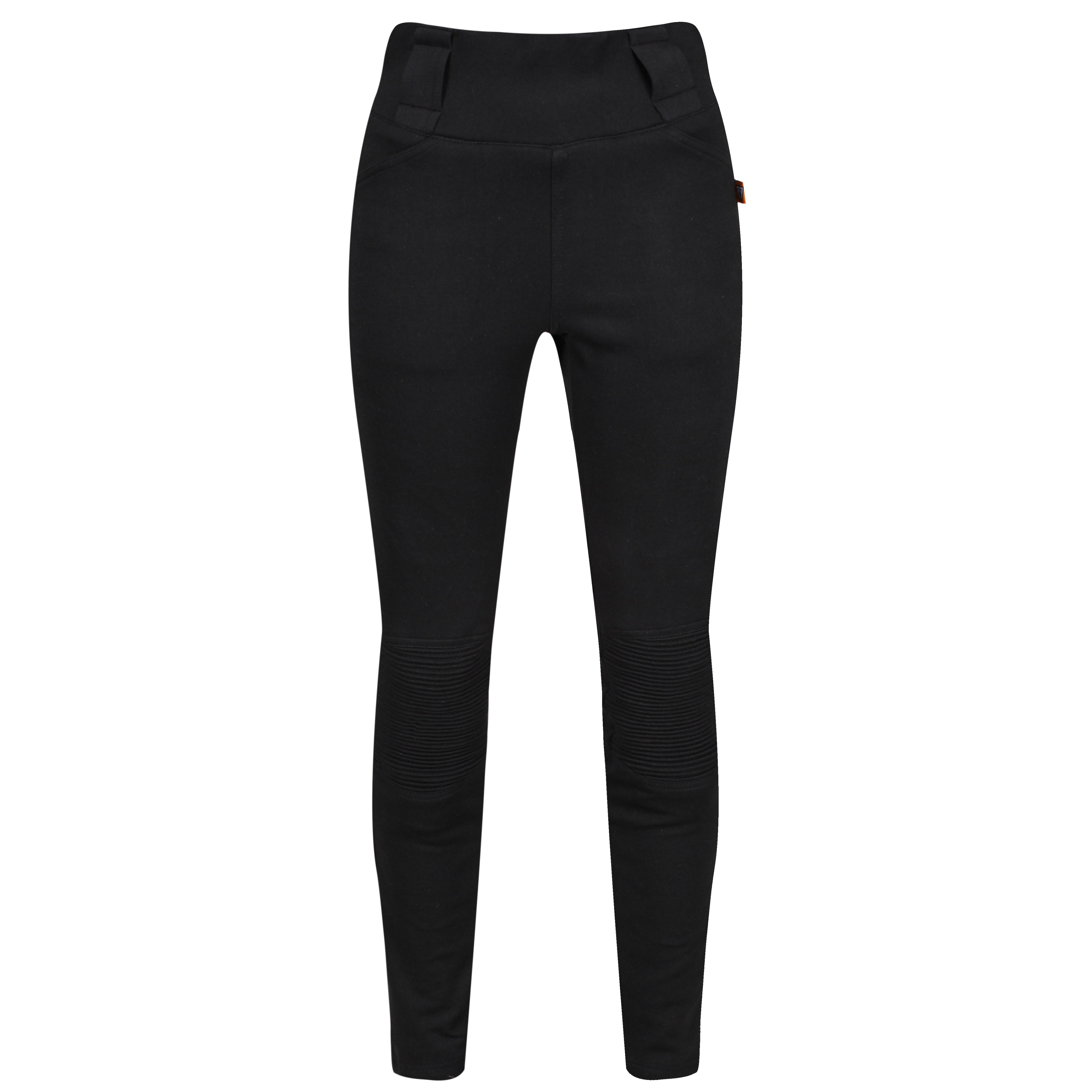 black women's motorcycle ribbed knee design leggings  from MotoGirl from the front