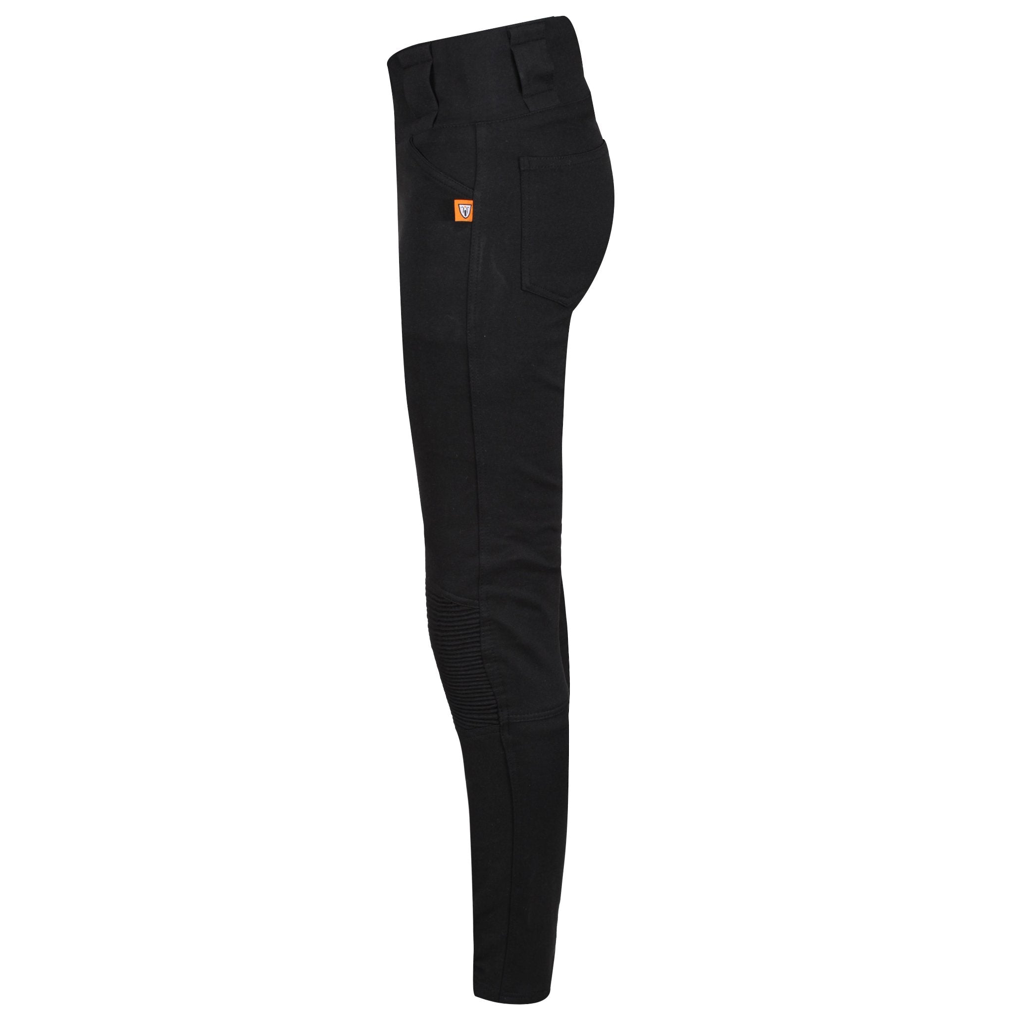 Bblack women's motorcycle ribbed knee design leggings  from MotoGirl from a side