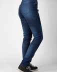 Woman's legs from behind wearing blue lady motorcycle jeans from Bull-it
