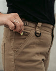 A close up of the pockets on beige women's motorcycle cargo pants from mOTO gIRL 
