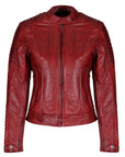 Red Valerie motorcycle leather jacket from Moto Girl