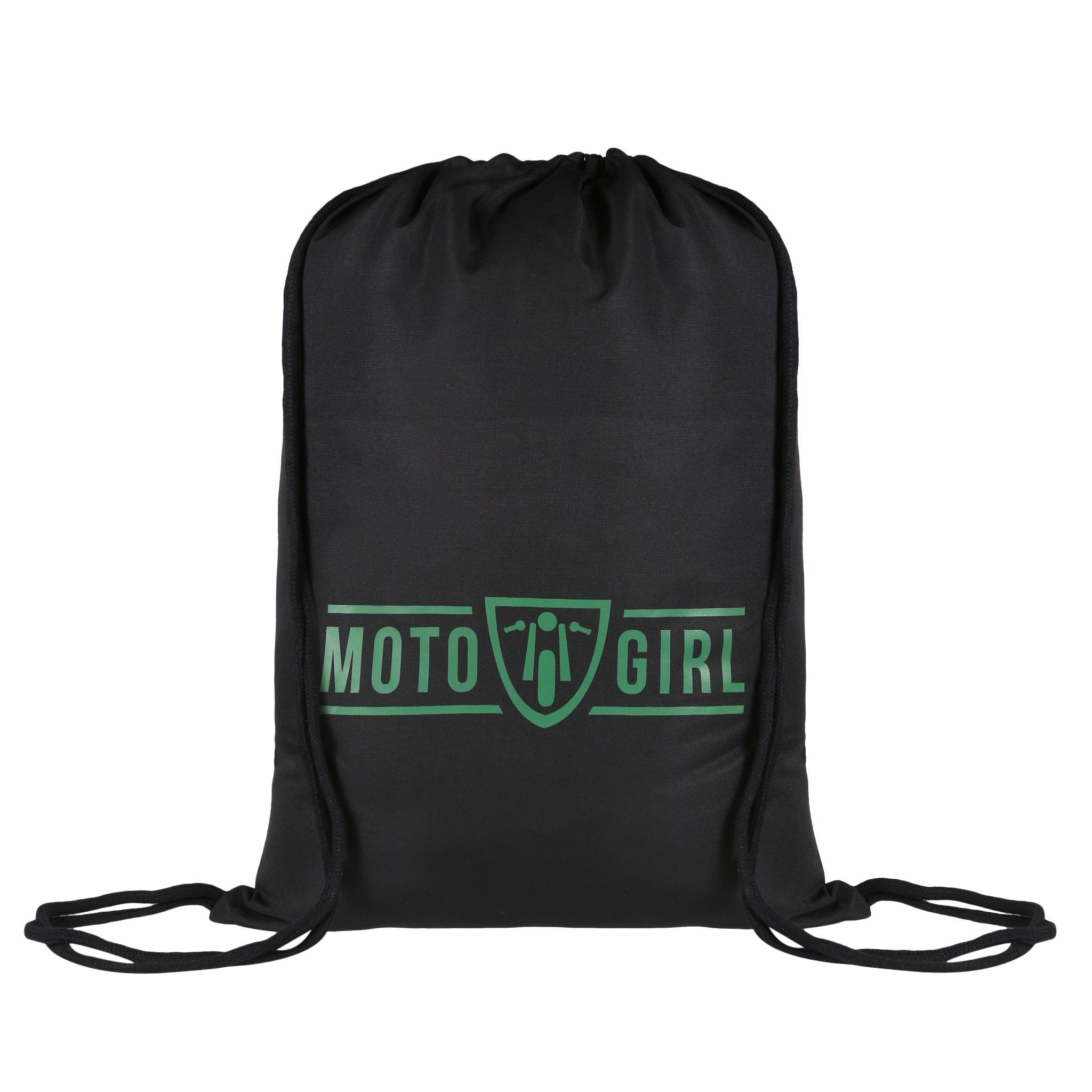 MotoGirl black bag with green logo