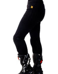 Women's motorcycle ribbed knee design leggings in black from MotoGirl