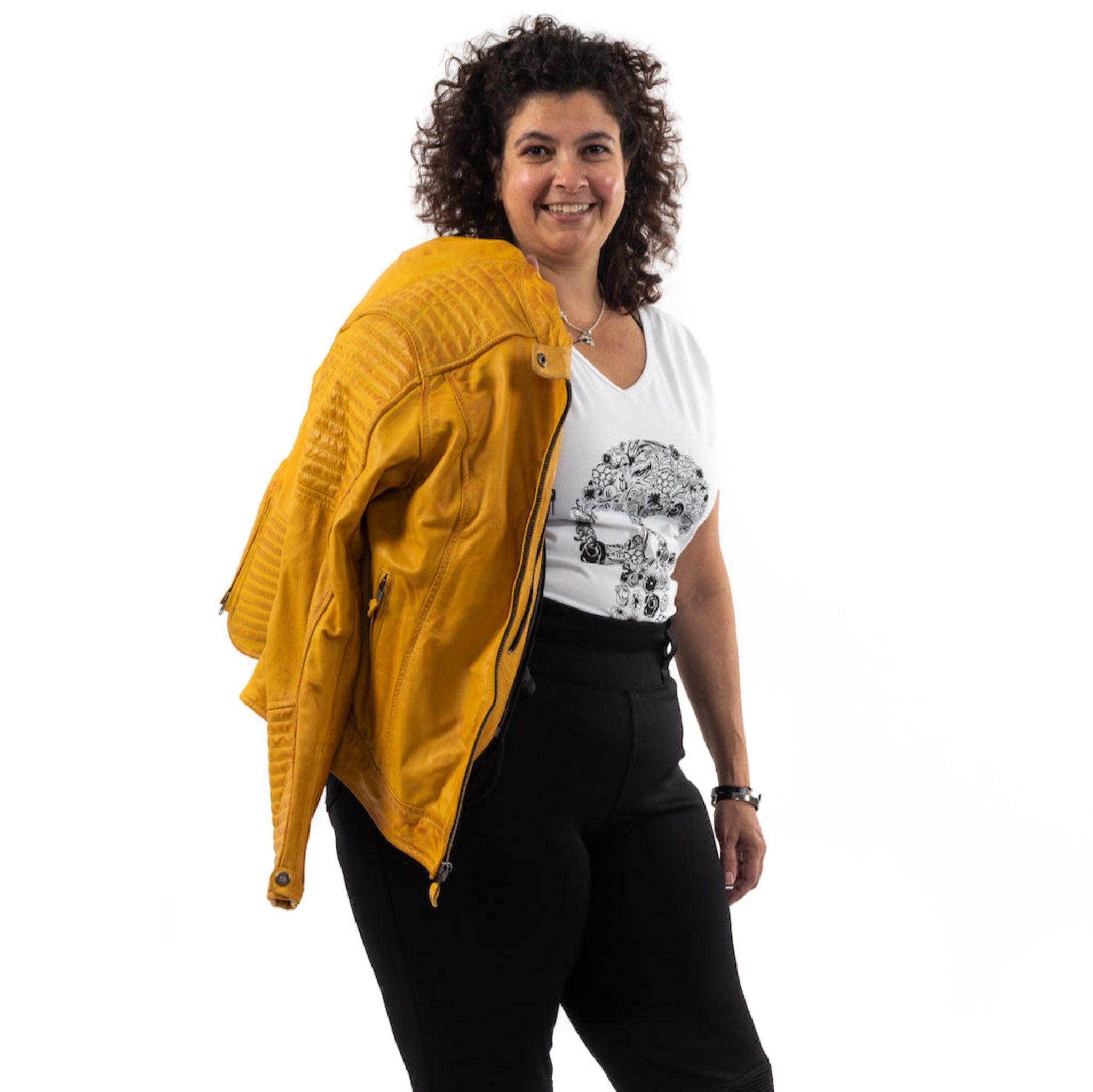 Yellow plus size moto on sale jacket