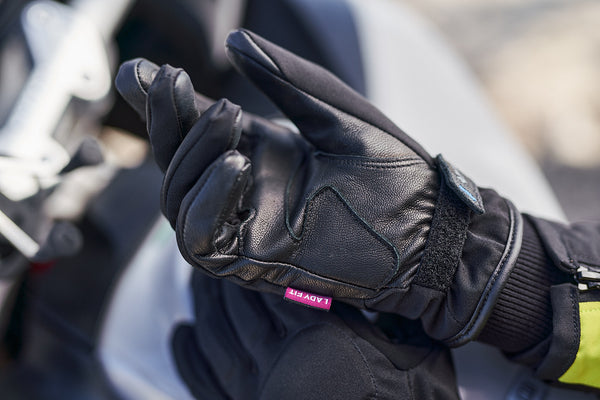 inner side of the Black women motorcycle gloves oslo waterproof from shima