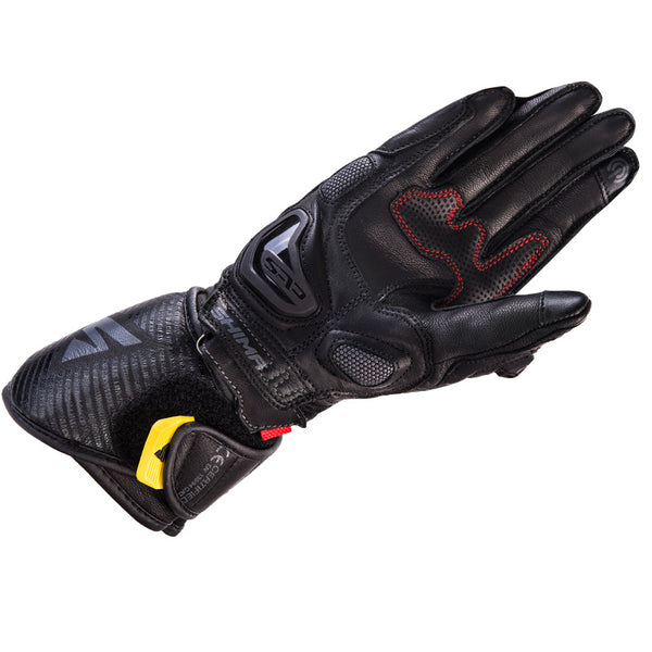 The palm of a long women's motorcycle black sport glove from SHIMA