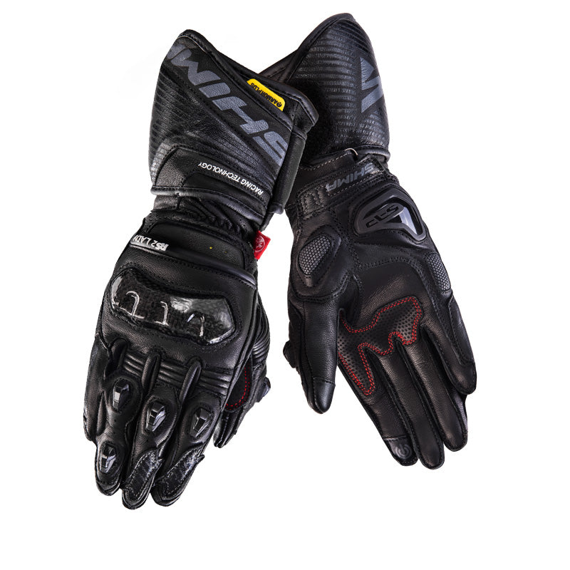 Long women&#39;s motorcycle black sport gloves from SHIMA