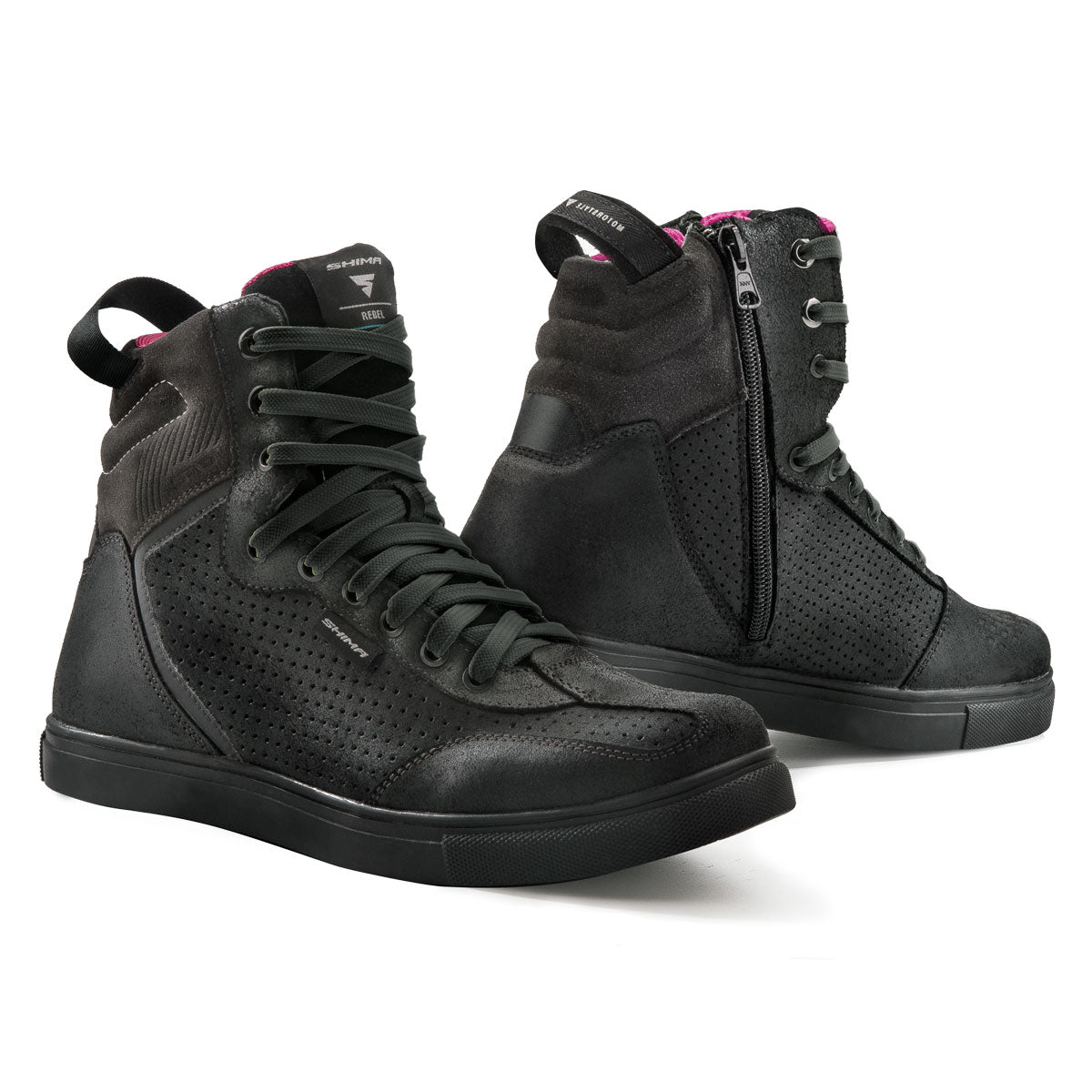Rebel waterproof motorcycle sneakers with black laces from Shima 
