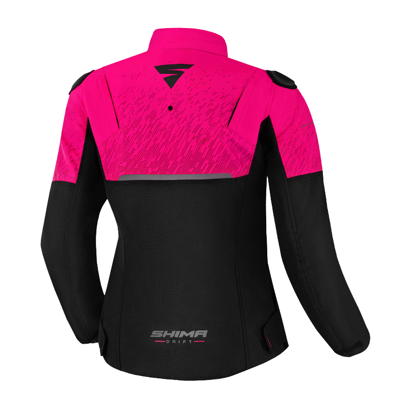 The back of pink DRIFT  motorcycle jacket from Shima