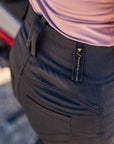 A close up of a belt loop on lady motorcycle trousers