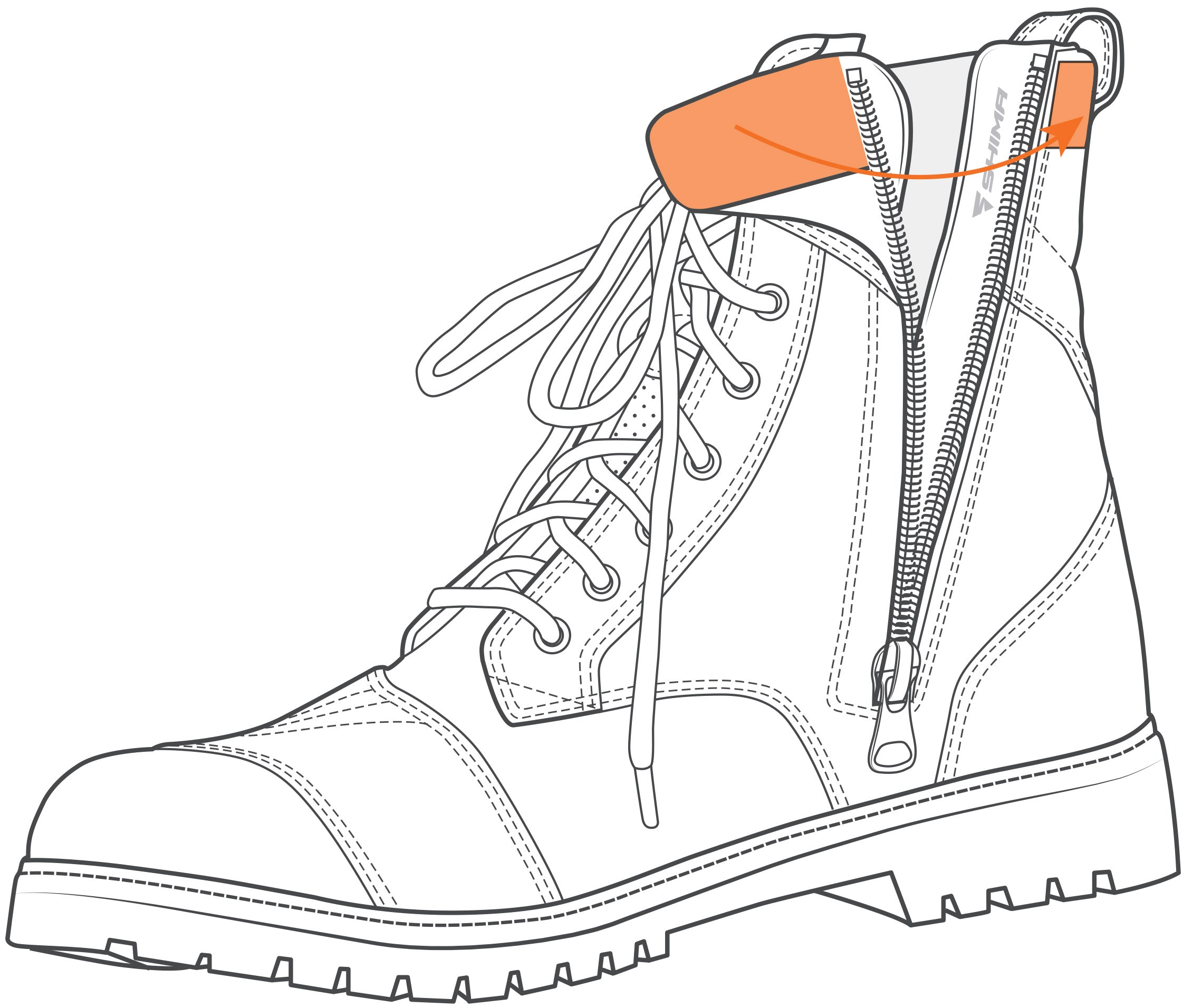 Infographics of a women motorcycle boot Thomson from Shima