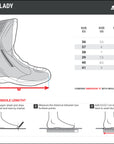 Size chart of  a women motorcycle boot Thomson from Shima