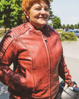 Valerie Red - Læderjakke for motorcykel til kvinder