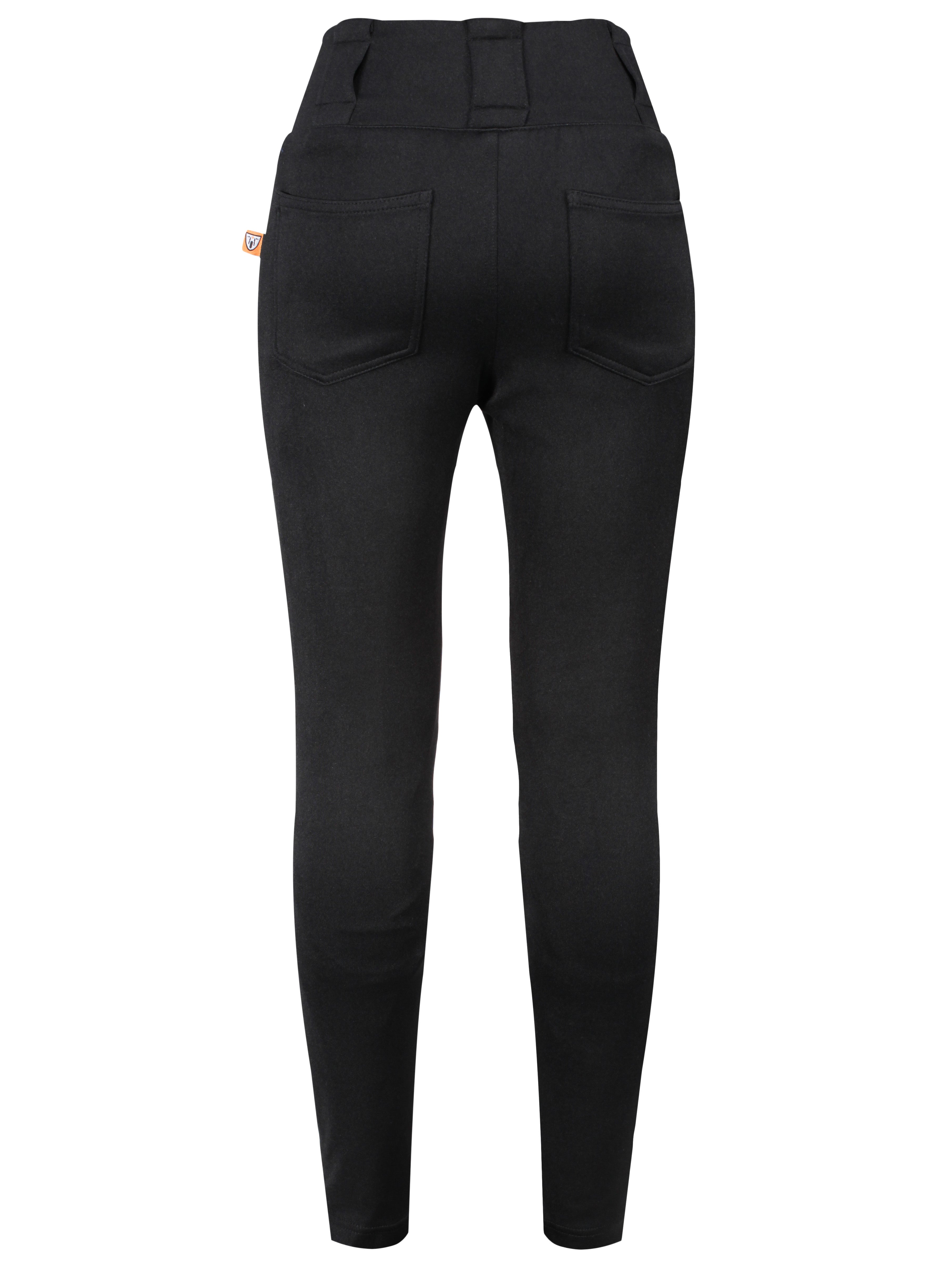 Black motorcycle leggings for women with high waist from the back