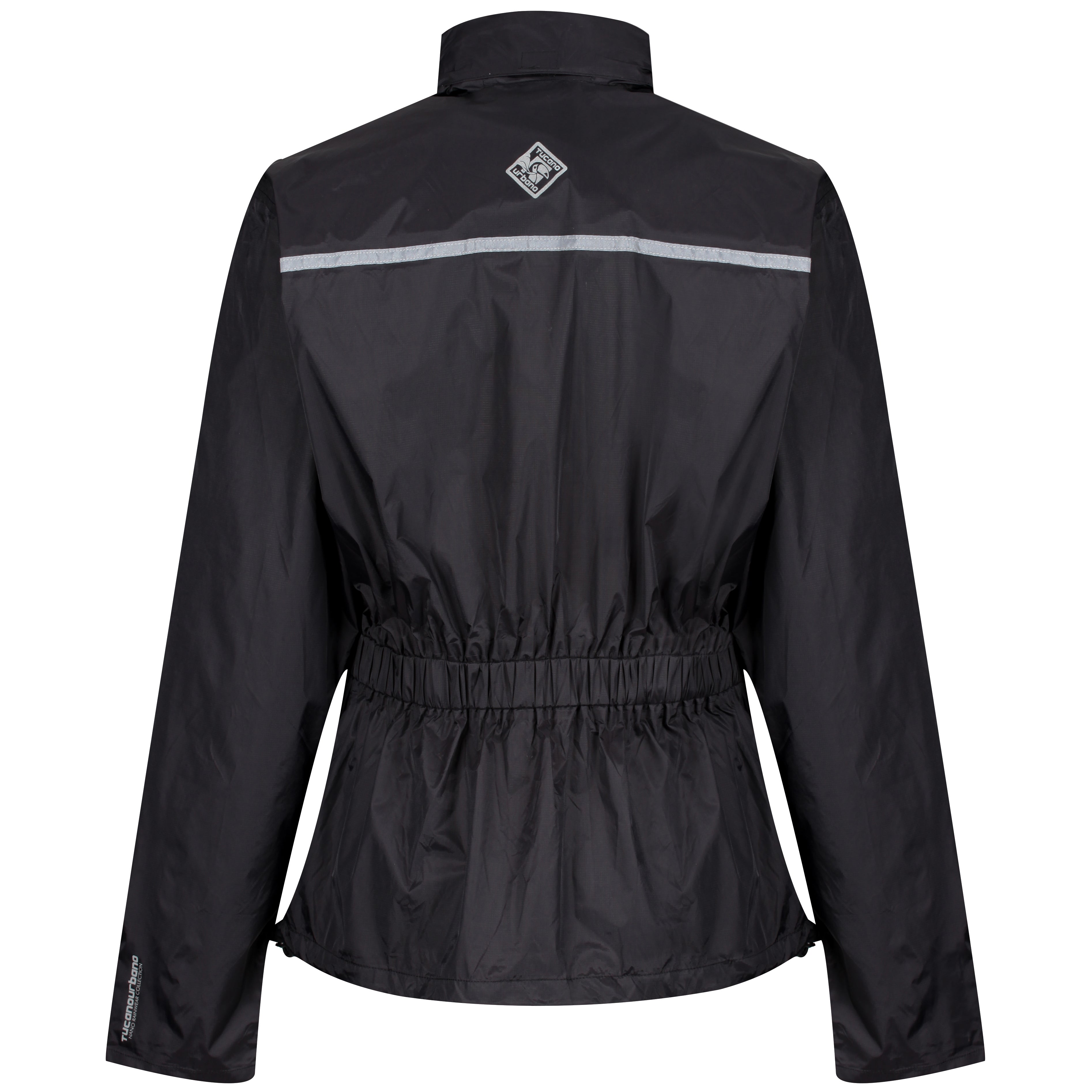 Waterproof motorcycle black jacket from the back