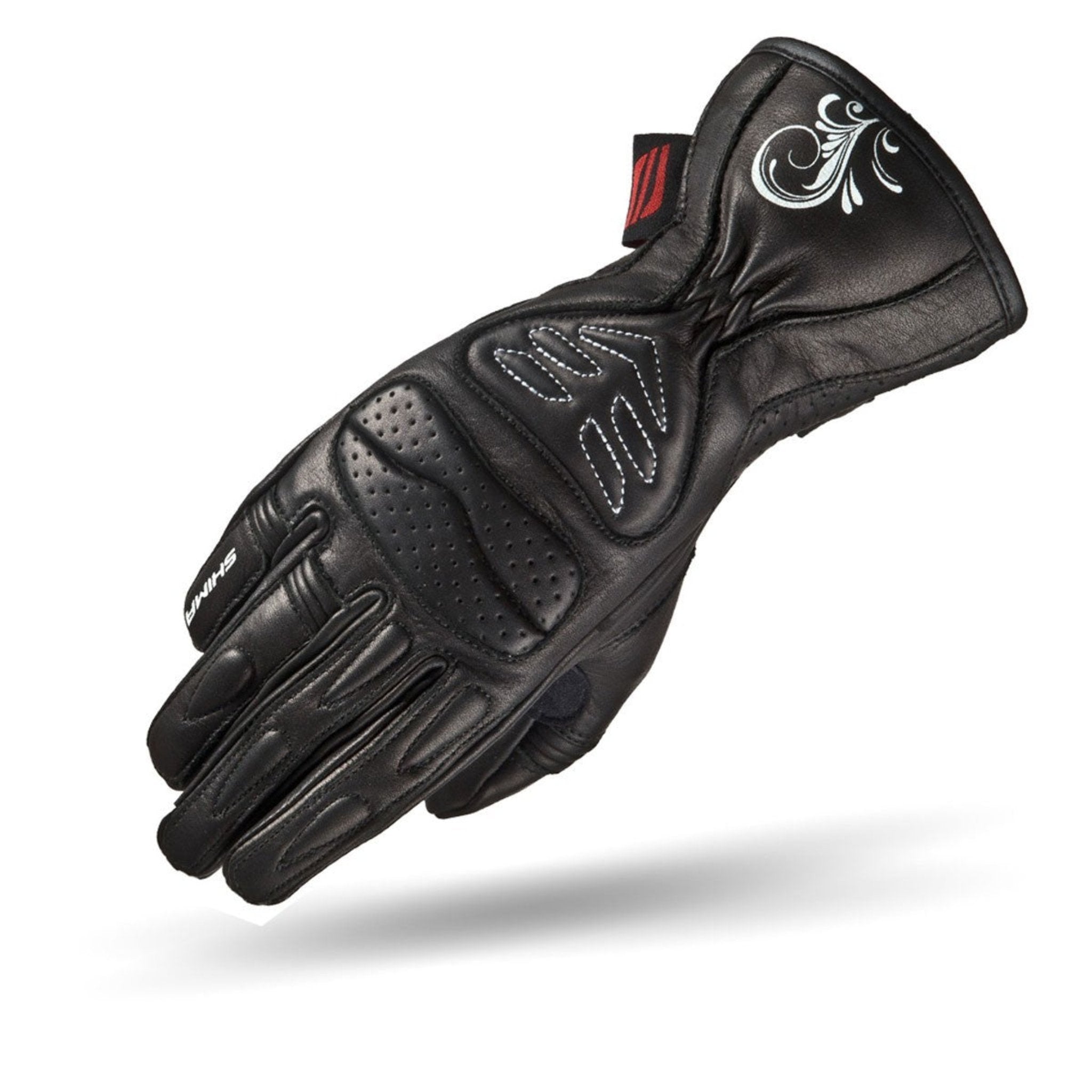 Black short leather motorcycle glove from Shima