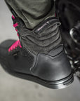 Rebel waterproof motorcycle sneakers with pink laces from Shima from the back