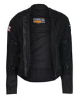 Black summer mesh women's motorcycle jacket opened