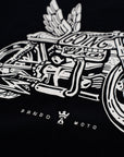 Pando Moto motorcycle t-shirt Going Places close up
