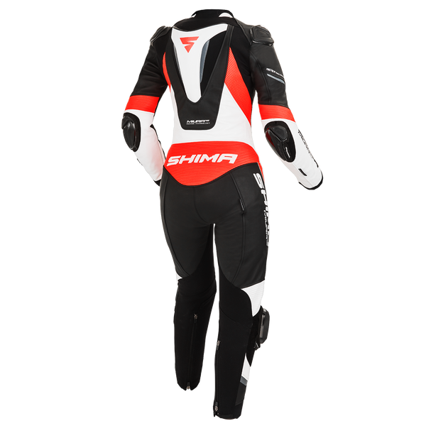 The back of Women's racing suit MIURA RS in black, white and fluo from Shima 