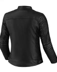 the back of Black leather motorcycle jacket for women from Shima 