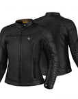 Black leather motorcycle jacket for women from Shima
