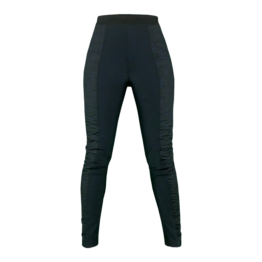 Women&#39;s motorcycle leggings with green sides from exagon66