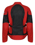 The back of Women's motorcycle summer mesh Jodie jacket from Motogirl in red and black