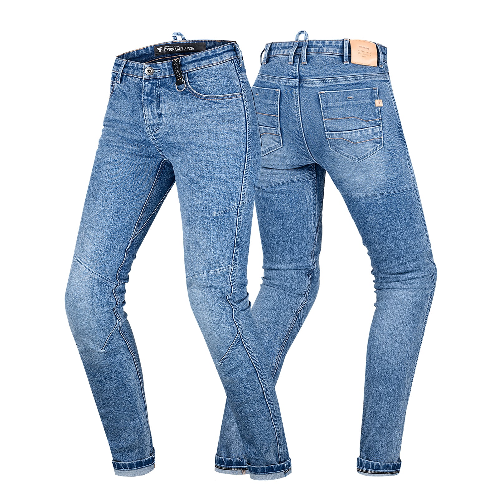 Light blue motorcycle jeans for women from shima